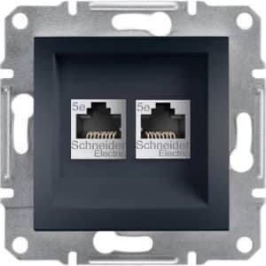 Розетка 2xRJ45 UTP cat.5e цвят Антрацит Asfora SE