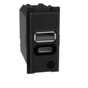 Розетка 2xUSB за зареждане тип A+C 3A 15W 1 мод. Living Now Bticino
