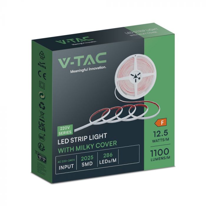 5 метра LED COB Лента на 220V IP65 12W 2025 286 диода/м - Image 3